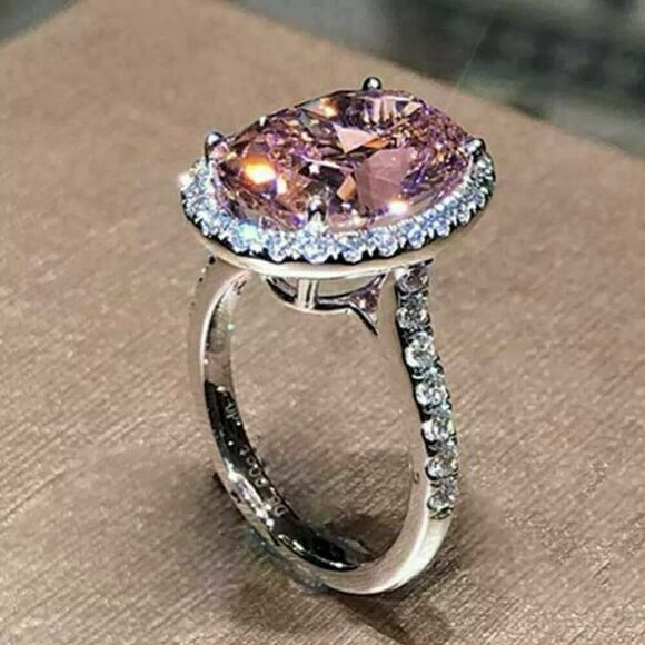 Stunning 5ct Pink Ice CZ Sterling Silver Ring Size 6 Womens Statement Accessory - Picture 3 of 11